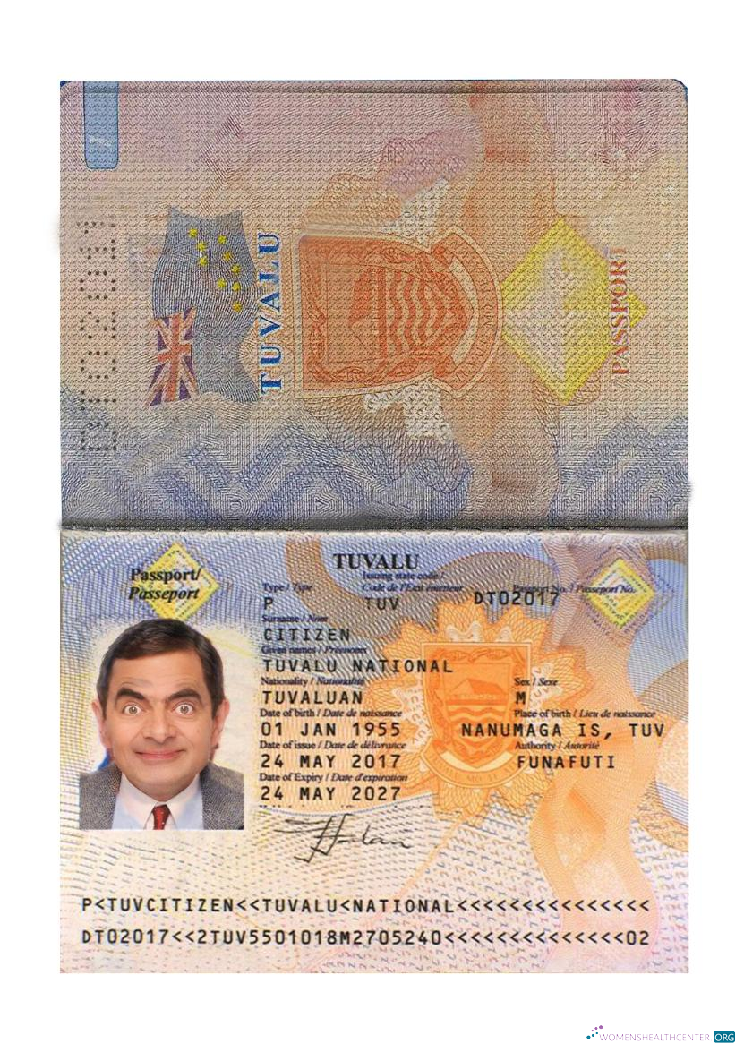 Download Tuvalu passport Photoshop template